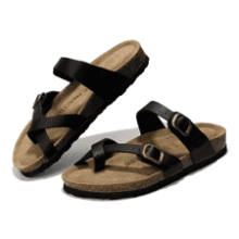 Womens Leather Sandals: Summer Beach Cork Slides