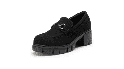 Women's Platform Loafers - Chunky Slip-Ons