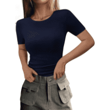 Women's Ribbed Knit Slim Fit Top - PRETTYGARDEN