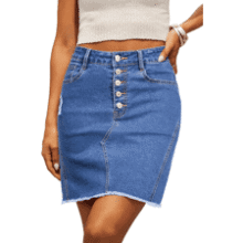 Women's Ripped Denim Skirt - Stretchy & Frayed