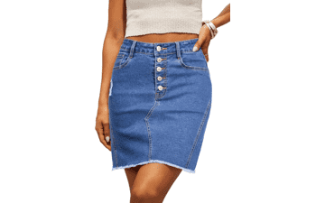Women's Ripped Denim Skirt - Stretchy & Frayed