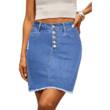 Women's Ripped Denim Skirt - Stretchy & Frayed
