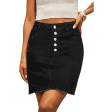 Women's Ripped Denim Skirt - Stretchy Jean Skirt