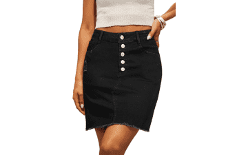 Women's Ripped Denim Skirt - Stretchy Jean Skirt