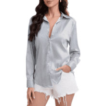 Women's Silk Leopard Print Button Down Shirt