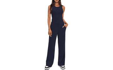 Women's Sleeveless Lounge Set - Tank Top & Wide Leg Pants