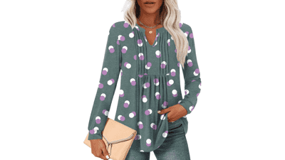 Women's Tunic Top: Fall Fashion & Plus Size Pleated Blouse