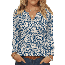Women's V Neck Long Sleeve Pleated Top