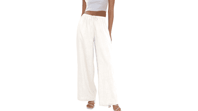 Women's Wide Leg Palazzo Pants - Cotton Linen Trousers