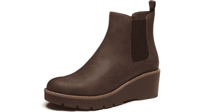 Athlefit Women's Wedge Chelsea Boots