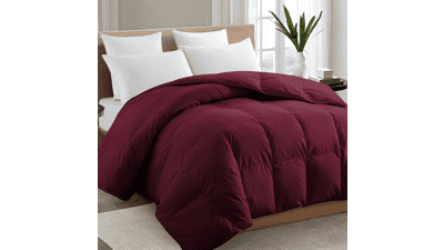 Burgundy King Comforter Set - Soft, All Season, Down Alternative