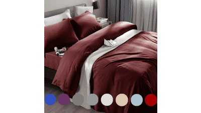 Burgundy Twin XL Bed Sheet Set - Deep Pocket, Soft Microfiber