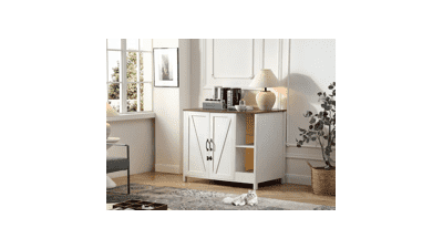 Dog-Proof Cat Litter Box Enclosure with Shelf & Charging Station