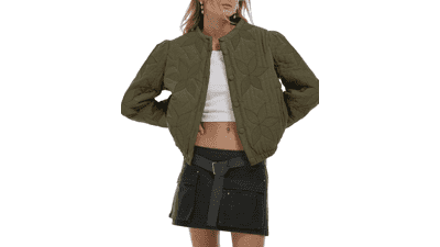 Floral Embroidered Quilted Cropped Jacket