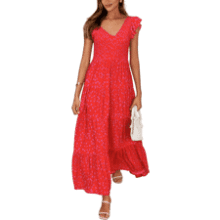 Flowy Summer Maxi Dress - V Neck Beach Sundress