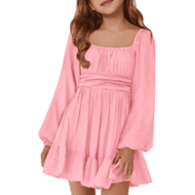 Girls Fall Dress: Long Sleeve Tie Back Mini Dress