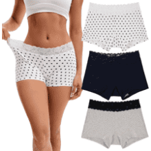Lace Trim Cotton Boyshorts - 3-Pack