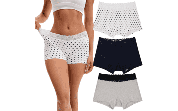 Lace Trim Cotton Boyshorts - 3-Pack