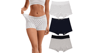 Lace Trim Cotton Boyshorts - 3-Pack