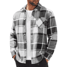 Men's Lightweight Flannel Shirt - Long Sleeve Plaid Casual Button Down