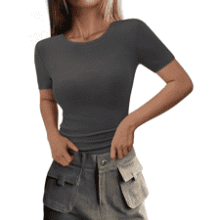 PRETTYGARDEN Women's Ribbed Knit Slim Fit Tee