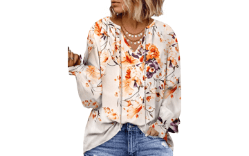 Plus Size Floral V Neck Top