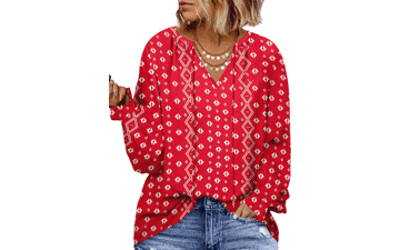 Plus Size Floral V Neck Top for Women