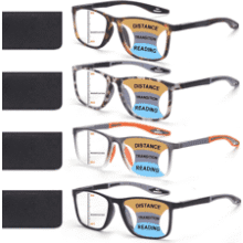Progressive Reading Glasses 4 Pack - Anti-Blue Light Readers
