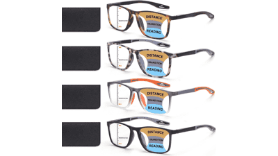 Progressive Reading Glasses 4 Pack - Anti-Blue Light Readers