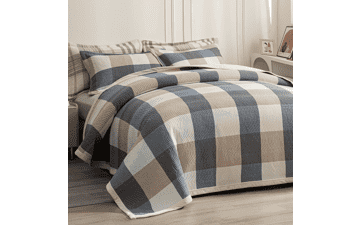 Queen Size Plaid Quilt Set - Ultra Soft Bedding