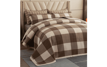 Queen Size Plaid Quilt Set - Ultra Soft Bedding