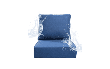Thick Outdoor Chair Cushions: 24" Waterproof Patio Cushions - Blue