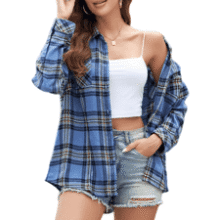 Women's Plaid Flannel Shirt - Buffalo Check Long Sleeve Top