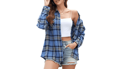Women's Plaid Flannel Shirt - Buffalo Check Long Sleeve Top
