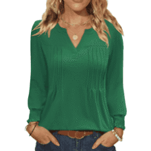 Women's V Neck Long Sleeve Top