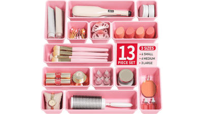 13 Pack Plastic Drawer Organizers Set