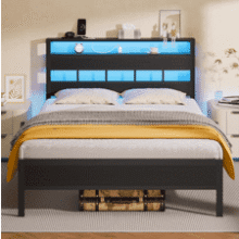Furnulem LED Bed Frame with Storage