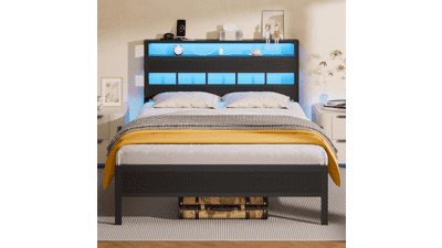 Furnulem LED Bed Frame with Storage