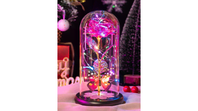 Galaxy Glass Rose in Glass Dome