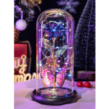 Galaxy Glass Rose in Glass Dome