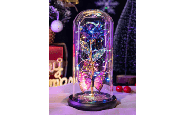 Galaxy Glass Rose in Glass Dome