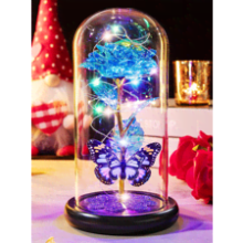 Galaxy Glass Rose in Glass Dome