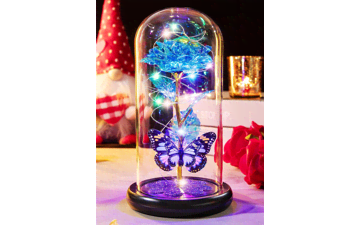 Galaxy Glass Rose in Glass Dome