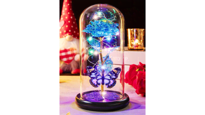 Galaxy Glass Rose in Glass Dome