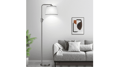 Modern Arc Floor Lamp with Linen Shade