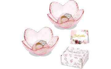 Pink Glass Jewelry Dish Set