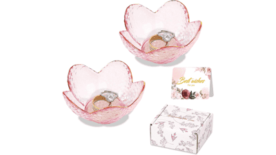 Pink Glass Jewelry Dish Set