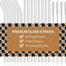 Reusable Glass Drinking Straws Set