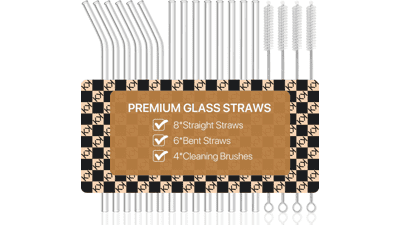 Reusable Glass Drinking Straws Set
