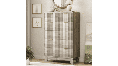 6-Drawer Modern Fluted Dresser